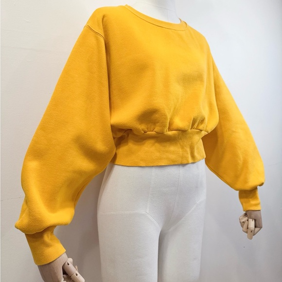 Aritzia TNA Yellow Cropped Sweatshirt (Thick cotton version) - Picture 2 of 6